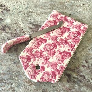 Vintage cheeseboard set with knife